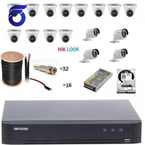 پکیج دوربین مداربسته 16کانال HD 2Mp هایک ویژن شماره FH-H216