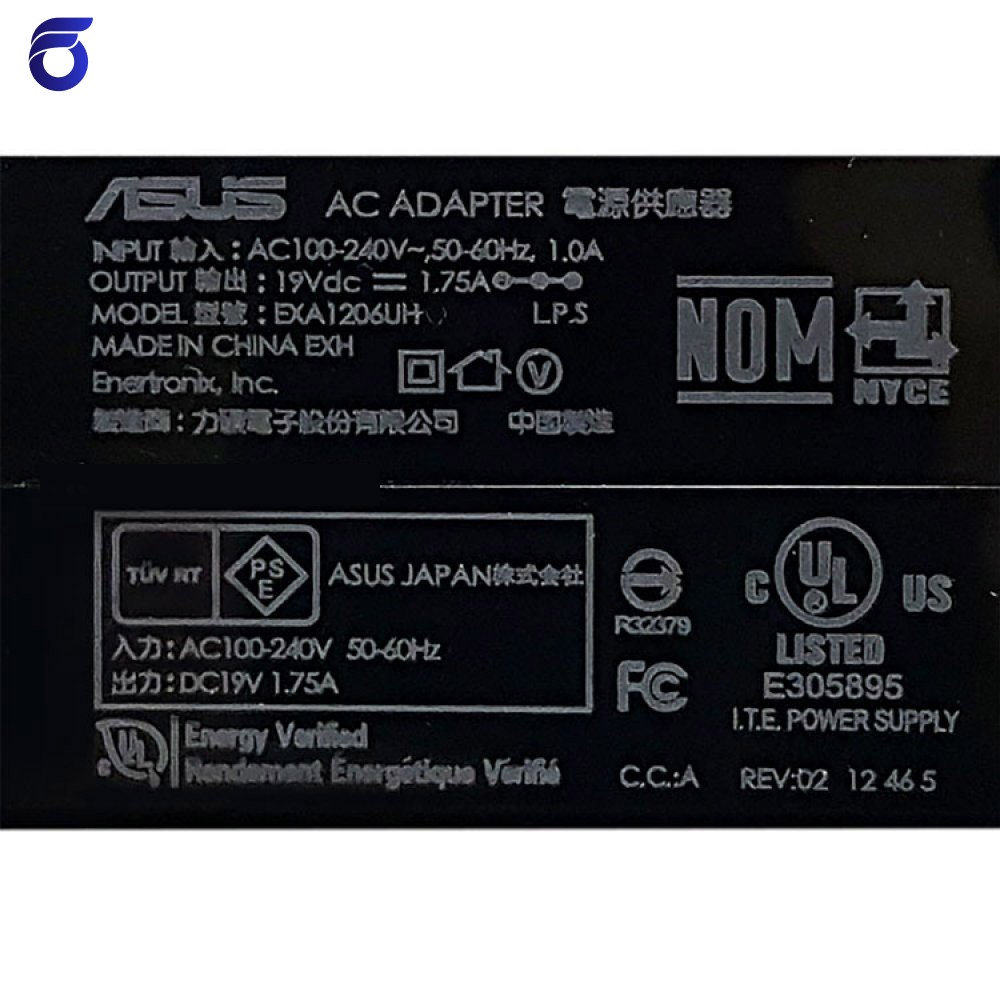 آداپتور لپ تاپ ایسوس 19V 1.75A Gimo Plus زنبوکی سرفیش بزرگ مربعی 4*1.35mm