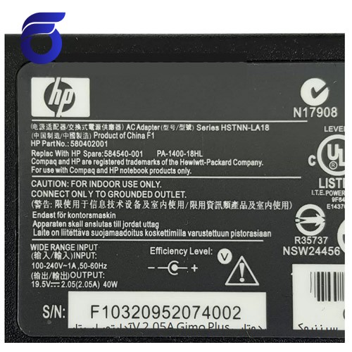 آداپتور لپ تاپ اچ پی 19.5V 2.05A Gimo Plus سرزنبوکی-کابل دوتایی