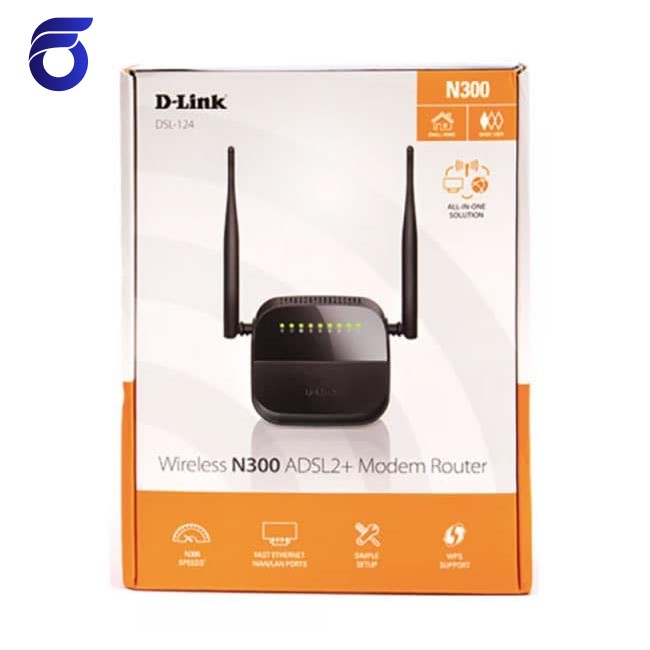 مودم و روتر +ADSL2 دی لینک مدل D-Link N300 DSL-124