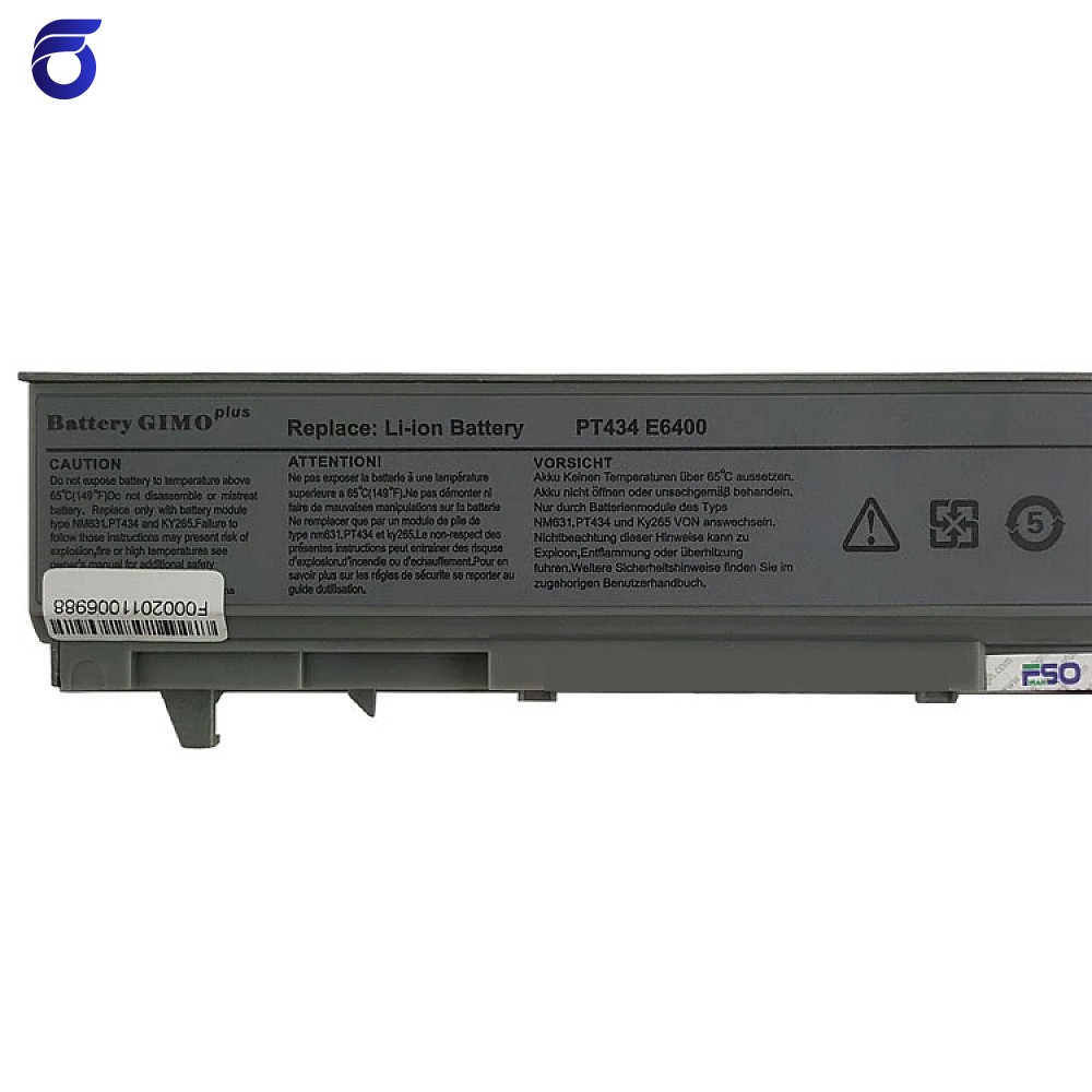 باتری لپ تاپ دل Latitude E6400-6Cell Gimo plus نقره ای-49 وات ساعت