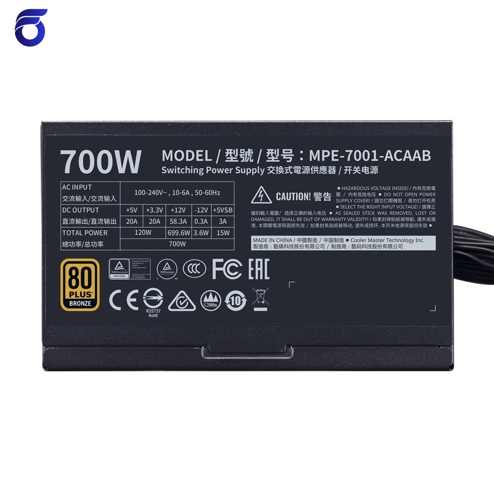 منبع تغذیه کولر مستر مدل CoolerMaster MWE BRONZE 700-V2