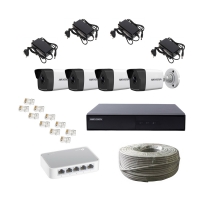 پکیج دوربین مداربسته IP چهار کانال 4Mp برند هایک ویژن شماره FI-H404